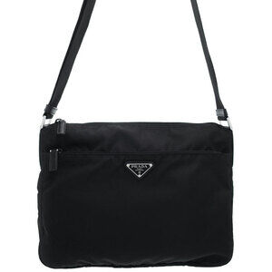 Prada Tessuto Crossbody messenger bag saffiano Leather Nero Black